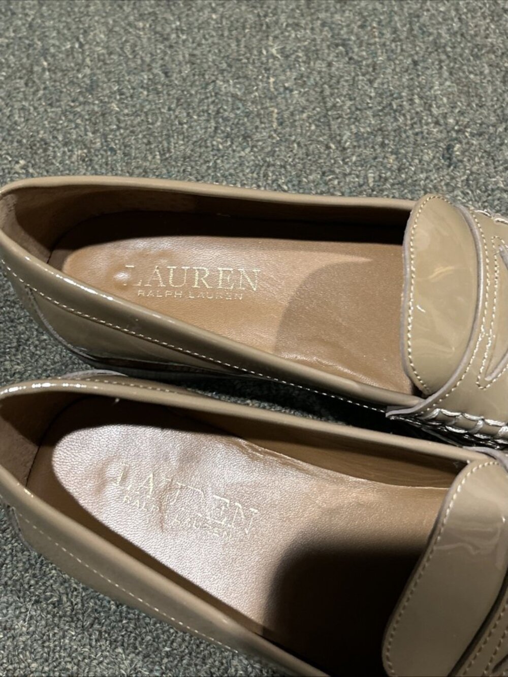 Ralph Lauren Barrett Penny Loafer Slip-On Patent Leather Walnut Brown 6.5 B - Picture 5 of 9